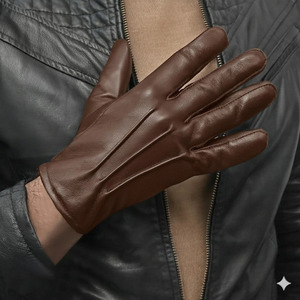 Elegantes Guantes de Conducción de Piel de Oveja Marrón hasta la Muñeca con Interior sin Forro, Diseño Sencillo y Calor Térmico Confiable - Product Image 6