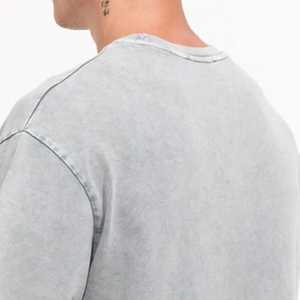 Premium Quality 100% Cotton Knitted Lightweight Short Sleeve Oversized T-<b>Shirt</b> for Men Solid Color Custom Logo Front Sun Faded - Product Image 3