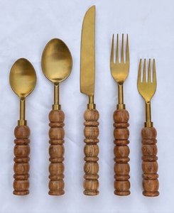 Hand Crafted Design <b>Flatware</b> <b>Set</b> Stainless Steel Resin Handle Gold Finished <b>Flatware</b> 5 Piece <b>Flatware</b> <b>set</b> at very low Price - Product Image 1
