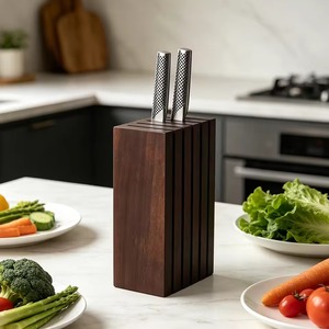 Bloque para Cuchillos de Madera de Acacia Color Nogal, Soporte para 5 Cuchillos, Organizador de Cubertería Estilo Bistro para Encimera de Cocina - Product Image 5