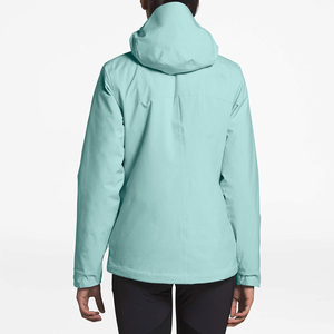 Women's Knitted Windproof <b>Waterproof</b> Hooded <b>Thin</b> Soft Shell Sports <b>Jacket</b> with Zipper Closure and Stand Collar for Winter - Product Image 2