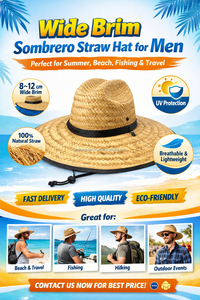 Chapeau Boater en Paille de Sisal Naturelle Léger et Plat 58cm Unisexe pour Voyage en Plein Air Décontracté à Carreaux Style Resort Festival Cowboy - Product Image 5