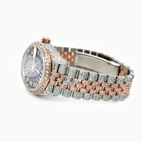 Montre de luxe en diamant, bracelet en argent moissanite, or rose et argent bicolore, quartz analogique unisexe, fermoir caché, 20 mm, cristal saphir