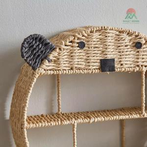 Charming Bear Shape Storage <b>Wall</b> Shelf Woven Seagrass Kids Room Decoration for Displaying Toy <b>Books</b> & Accessories for Birthday - Product Image 3