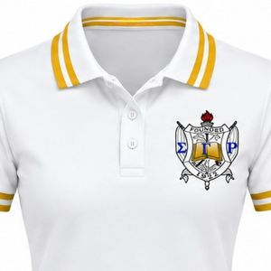 Polo blanc Sigma Gamma Rho pour femme, à manches courtes, col classique, avec lettres grecques brodées, vêtement de sororité, haut décontracté de golf - Product Image 4