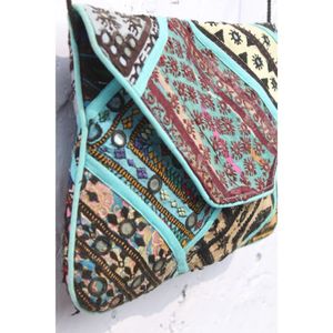 Pochette élégante et tendance au design tribal, broderie manuelle Banjara, patchwork ouvert, travail de miroir, pour la mode décontractée, prix de gros - Product Image 4