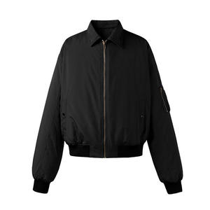 Men's Navy Blue Bomber <b>Jacket</b> Stand Collar Embroidered <b>Stars</b> Casual Solid Color Polyester Autumn Wear Regular Fit - Product Image 6