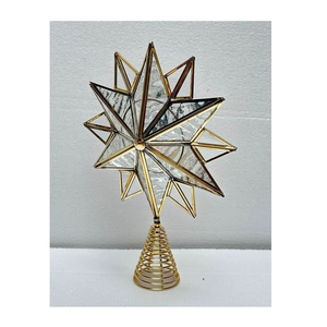 Décorations de Noël |   Étoile de sapin 3D en laiton multicolore, ornement suspendu pour Noël, décorations de fête, vente en gros - Product Image 3