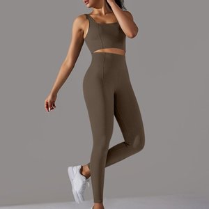 Ensemble de yoga 2 pièces pour femme : débardeur court et leggings taille haute, ultra doux, sensation seconde peau, extensible, respirant, sexy et sportif - Product Image 5