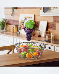 Corbeille à fruits contemporaine en acier inoxydable pour comptoir de cuisine avec structure en fil métallique durable et résistante à la rouille - Product Image 5