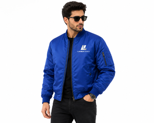 Blouson Bomber Bleu Premium pour Hommes, Logo Personnalisé, Fabricant OEM, Blouson de Vol Léger avec Tissu Durable pour la Vente en Gros - Product Image 1
