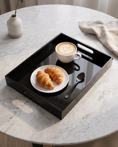 Elegante Bandeja de Servicio de Acrílico Negro con Asa de Metal, Estilo Animal, Solución de Servicio Elegante y Duradera para Decoración del Hogar y Entretenimiento - Product Image 2