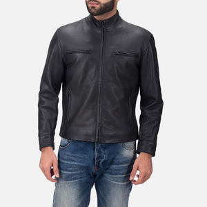 Veste en cuir véritable pour homme de qualité supérieure pour l'automne et l'hiver, style streetwear, couleur unie, service OEM, vestes en cuir - Product Image 1