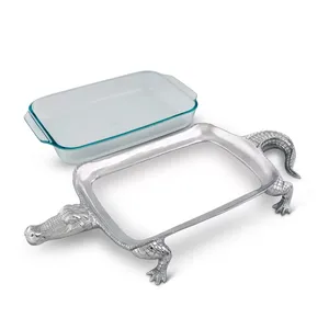 Modern Minimalist Handmade Metal Casserole Dish with Designer LidMetal Casserole Aluminum Layers Textured Hammered 33cm - Product Image 5