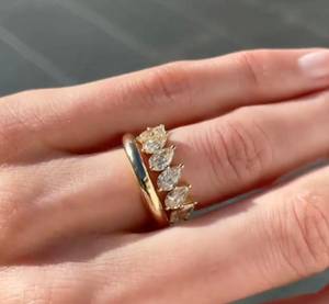 Anillo de eternidad con diamantes cultivados en laboratorio, corte pera, para mujer, oro sólido de 14K, regalo sorpresa para novias, ideal para fiestas de compromiso. - Product Image 3