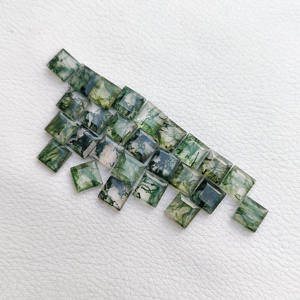Piedra preciosa suelta cuadrada plana facetada de ágata de musgo verde Natural certificada de 5mm para ajuste de joyería a precio al por mayor superventas - Product Image 2