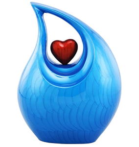 Urnes funéraires pour adultes en forme de larme verte antique avec cœur rouge, en métal laiton/aluminium - Product Image 6