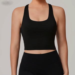 Haut court côtelé extensible quatre directions pour femme, idéal pour le yoga, la gym, le fitness, la course et l'entraînement, vente en gros personnalisée - Product Image 4