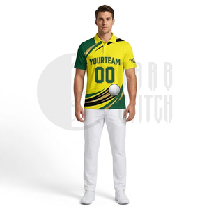Polo de Golf Personalizado para Hombre, Amarillo y Verde, Estampado Digital, Manga Corta, Secado Rápido, 100% Poliéster, Cierre de Botones, Corte Regular - Product Image 3
