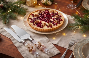Elegant Stainless Steel Cake Knife <b>Set</b> With Beaded Handles Handmade For Dessert Serving Wedding And Parties Serving Flatware - Product Image 6