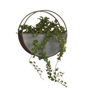 Wholesale Galvanized Metal Wall Planter Set Hanging Wall <b>Pots</b> for Home Decor Indoor Outdoor Garden Half Round Flower <b>Pots</b> - Product Image 4