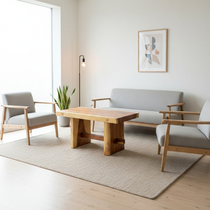 Mesa de Centro Recta de Madera Sua, Ecológica y Duradera, Estilo Rústico Moderno para Sala de Estar, Madera Sólida para Uso en Casa o Cafetería, Niwara - Product Image 5