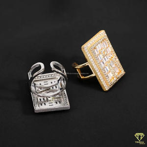 แหวนเพชรมออิสซาไนต์ทรงสี่เหลี่ยมแหวนผู้ชายสไตล์ฮิปฮอปสุดหรู - Product Image 5