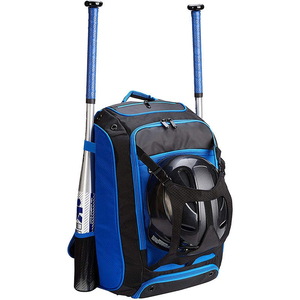 Sac à dos de baseball en nylon 50-70L grande capacité avec double porte-batte, sac de sport bleu noir avec poches en maille - Product Image 4