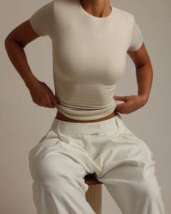 T-shirts basiques pour femmes, hauts d'été 2026, crop top à manches courtes, tee-shirt Y2K, vêtements de sport mignons pour la gym - Product Image 5