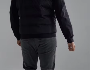 Men's Black Windproof Puffer Jacket With Stand Collar Regular Fit Polyester Wadding <b>Winter</b> Casual Coat Zipper Closure - Product Image 2