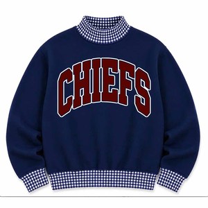 Sudadera de cuello alto para mujer con letras personalizadas bordadas, estampado de guinga, forro polar, de secado rápido, transpirable, estilo casual, fabricante mayorista - Product Image 6