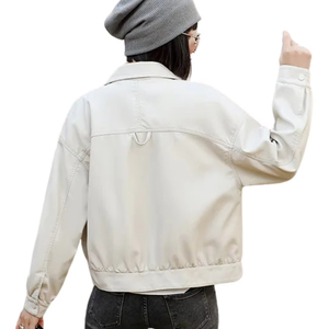 Chaqueta de Cuero Sintético con Diseño de Piel de Vaca para Mujer, Blazer con Solapa y Bolsillos en el Pecho, Diseño en PU - Product Image 2