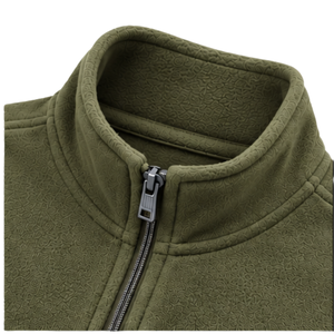 Sudadera de Forro Polar Micro con Media Cremallera, Verde Oliva, Cuello Alto, Texturizada, con Logotipo Bordado Personalizado, Venta al por Mayor para Hombre - Product Image 3