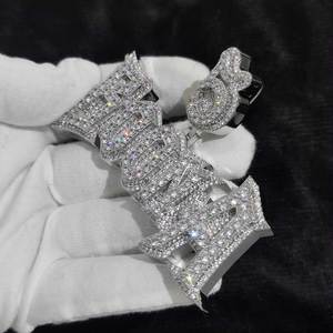 Mens Lab Grown Diamond 925 Silver <b>Custom</b> <b>Name</b> Pendant Iced Out Gothic Letter Statement <b>Necklace</b> Luxury Fashion Jewellery Premium - Product Image 5