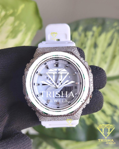Reloj de Diamantes Moissanite VVS de Diseño, Correa Blanca de Plata de Ley 925, Reloj de Lujo - Product Image 1