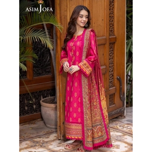 Colección de Verano Asim Jofa, Conjunto Premium de 3 Piezas con Dupatta, Pantalón de Cambray Teñido, Vestidos Salwar Kameez Pakistaníes e Indios - Product Image 2
