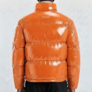 <b>Mens</b> Glossy Puffer Jacket Quilted Winter Coat Full Zip High Shine Insulated Stand Outdoor Fashion Streetwear Custom Logo PU - Product Image 2