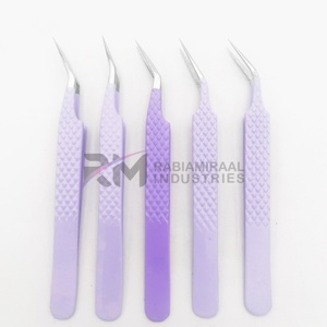 Pinzas para Pestañas RABIAMIRAAL INDUSTRIES de Acero Inoxidable con Punta Suave, Curvadas de Precisión, Antimagnéticas, Mango Recubierto en Morado de 10 mm - Product Image 2