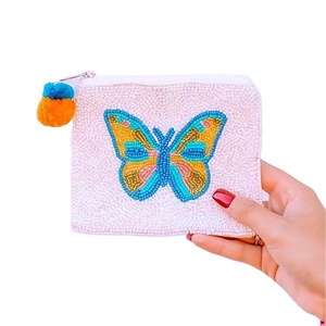 Porte-monnaie pour femmes et filles CRYSTAL CRAFT, très vendu, fait main, personnalisable en couleur et taille, perles de verre, broderie, fermeture à glissière - Product Image 1