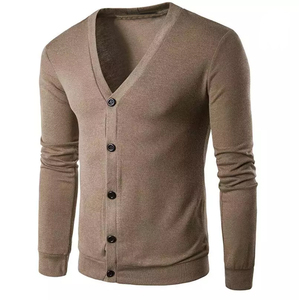 Pull en tricot pour homme, col en V, manches longues, couleur unie, laine/acrylique, respirant, vêtements d'hiver - Product Image 1