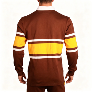 Maillot de rugby rayé respirant à coupe classique pour homme, manches longues, pour polo - Product Image 3