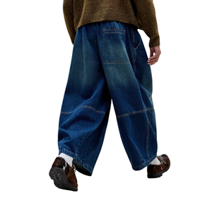Pantalones Vaqueros de Mezclilla para Hombre, Corte Ancho Medio, Ajuste Holgado Informal, Secado Rápido, Transpirables, 100% Algodón, Azules, Pantalones de Trabajo con Bolsillos Utilitarios, Corte Recto - Product Image 2