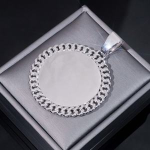 Oval Lab Grown Diamond Photo <b>Pendant</b> <b>Solid</b> White Plated <b>Gold</b> Iced Out Unique Unisex Everyday Wear Jewelry - Product Image 4