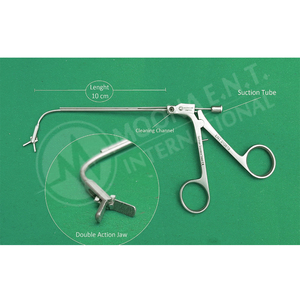 Pince de biopsie manuelle de précision à double action avec insert de nettoyage et d'aspiration, en acier inoxydable, certifiée ISO/CE, portée de travail 10 cm - Product Image 1