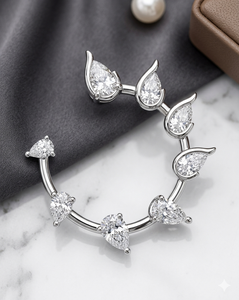 Pendientes de Aro con Diamantes Cultivados en Laboratorio en Forma de Pera, en Oro Blanco |   Fabricante de Joyería OEM ODM - Product Image 4