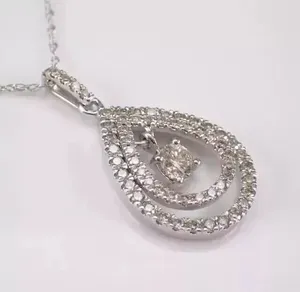 จี้เสริมความงามสำหรับผู้หญิงชุบทองคำขาว 14K ประดับเพชรโมอิสซาไนต์แท้ทรงกลม 2 กะรัต - Product Image 1