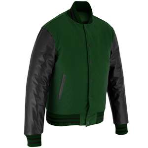 Blouson universitaire en laine vert pour homme, respirant, imperméable, coupe-vent, décontracté, avec fermeture éclair et impression délavée, idéal pour le printemps - Product Image 1