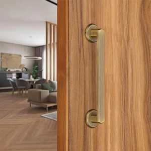 <b>Brushed</b> Gold Circular Door Handle Modern Satin Brass Interior Door Lever Zinc Alloy <b>Round</b> Backplate Luxury Home Hardware - Product Image 2