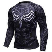 Camiseta Deportiva de Manga Larga para Hombre, Personalizada, con Diseño de Telaraña, Compresión, Transpirable, Antibacteriana, de Secado Rápido, Estampada