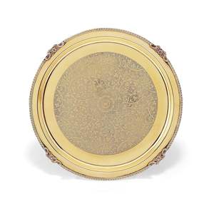 Plateau de service en argent, plateau de service décoratif, plateau en métal de luxe, plateau de service gaufré, plateau en argent gravé - Product Image 6